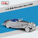 Maisto 1:18 Mercedes-Benz 500K Blcak Classic Car Simulation Alloy Car Model Collection Decoration Gifts toy