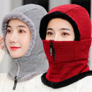 1pcs Women Winter Knitted Hat New Add Fur Lined Warm Winter Hats For Women With Zipper Keep Face And Ear Warmer Balaclava Cap