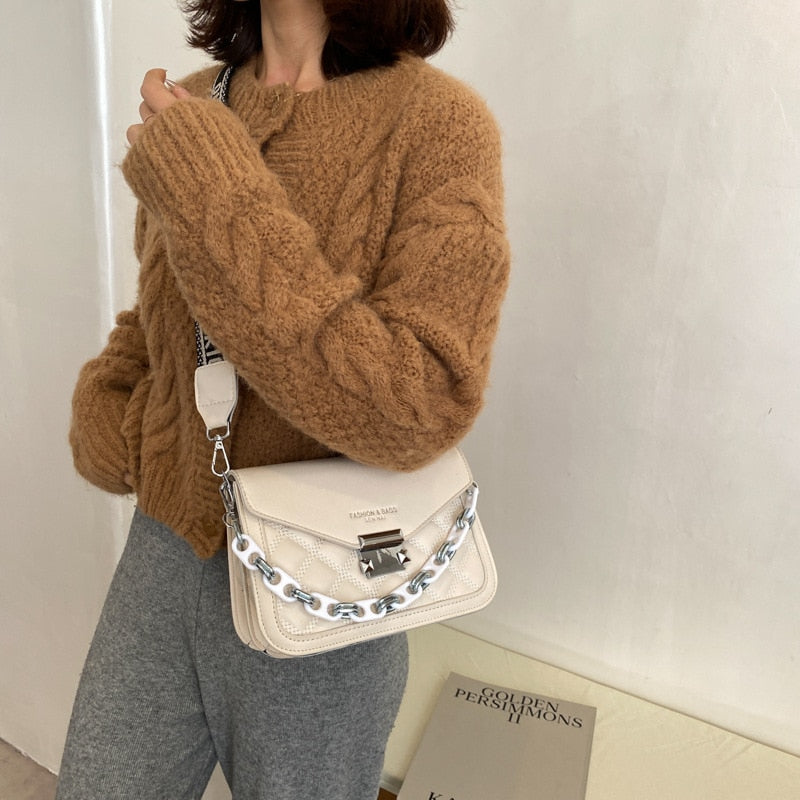 Fashion Luxury Crossbody Bags For Women Casual Messenger Bag Korean Version Design Leather Female Chain Shoulder Ladie Handbag