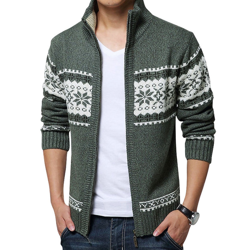New Autumn Winter Men&#39;s Sweater Wool Men Mandarin Collar Solid Color Casual Sweater Men&#39;s Thick Fit Brand Knitted Cardigans