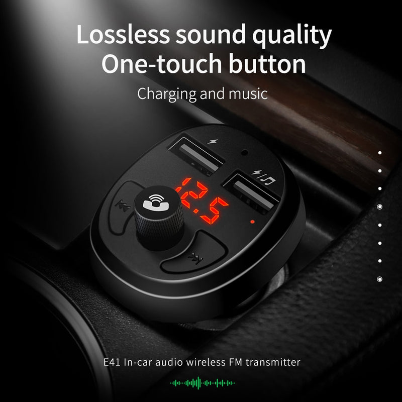 HOCO Car Charger for iPhone Mobile Phone Handsfree FM Transmitter Bluetooth Car Kit LCD MP3 Player Dual USB Car Phone Charger