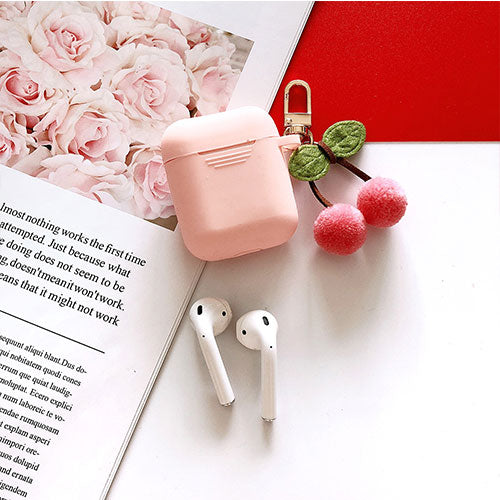 Süße koreanische Perle Silikonhülle für Apple Airpods 1 2 Hülle Zubehör kabellose Kopfhörer Schutzhülle Cherry Dog Schlüsselanhänger