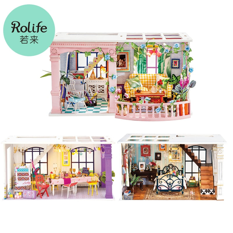 Robotime Doll House Furniture DIY Miniature 3D Wooden Miniaturas Dollhouse Toys for Children Lady Birthday Gifts