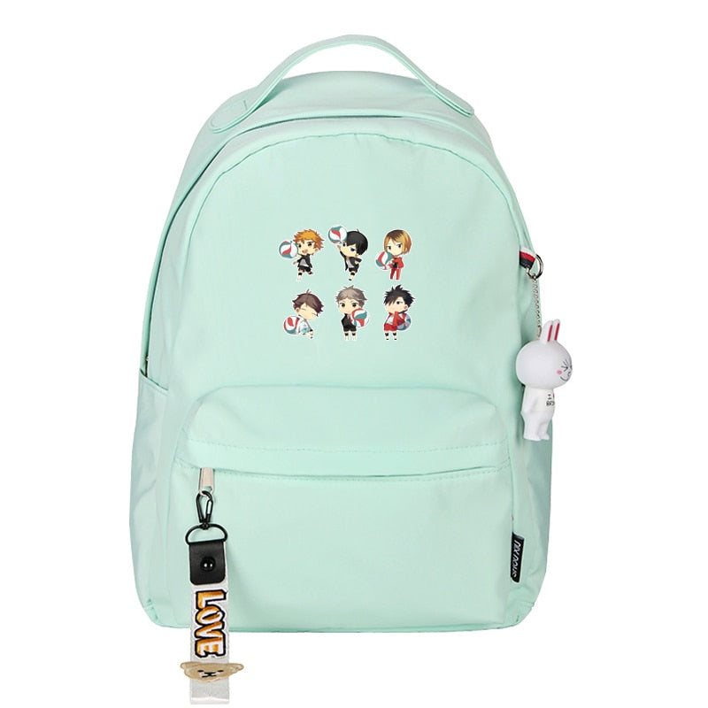 Mochila de Anime Haikyuu Karasuno VBC para mujer, mochilas escolares rosas Kawaii, mochila de nailon, mochila de viaje de dibujos animados, mochila escolar pequeña Rugzak