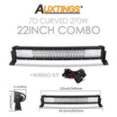 Auxtings 22 32 42 50 52'' Inch Curved Led Light Bar COMBO Led Work light 3D 7D bar Driving Offroad Car Truck 4x4 SUV ATV 12V 24V
