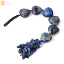 CSJA Heart Shape Natural Stone Car Hanging Chakra Chip Bead Healing Crystal Handmade Weave Lucky Ornament Window Wall Decor G541