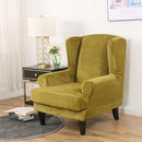 Wing back Chair Cover Velvet Spandex Stretch Slipcovers for office Chairs Stylish 2 Piece Set With Elastic Band