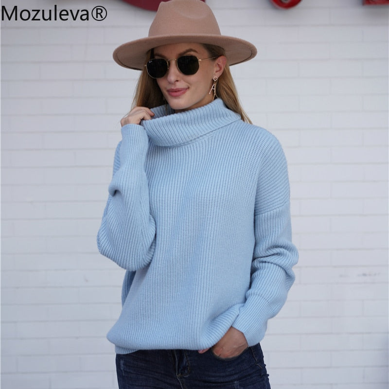 Mozuleva 2022 Autumn Winter Pullover Basic Warm Sweater for Women Soft Kniited Solid Korean Turtleneck Fashion Sweater Tops
