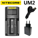 100% Original Nitecore UM4 UM2 USB QC Battery Charger Intelligent Circuitry Global Insurance li-ion AA AAA 18650 21700 26650