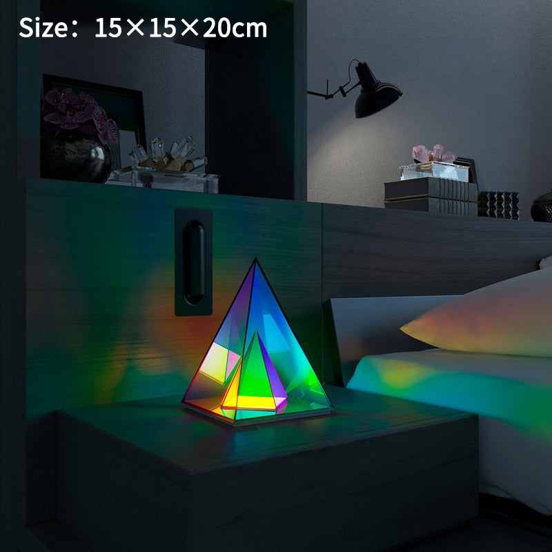 Lámpara de mesa LED USB acrílica de diseño posmoderno, lámpara de mesa LED 3D para dormitorio, cubo mágico, luz nocturna, Color, ambiente, lámparas de escritorio, iluminación