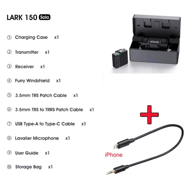Hollyland LARK 150 Duo Wireless Lavalier Microphone Mic 2.4G Hz Charging Box for DSLR camera smartphones iPone Android vs rode