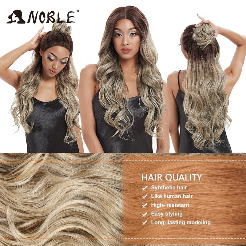 Edle synthetische Lace Front Perücke ombre blonde Perücke 30 Zoll lang gewellte Lace Front Perücke synthetische Perücken für schwarze Frauen Maycaur Perücke