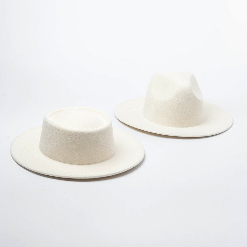 Eleganter Wollfilzhut, weißer Fedora mit breiter Krempe, für Hochzeit, Kirchenhut, Fedora-Hut, Dame, Winter, Floppy, Sombrero, Mujer, Fascinator, Mütze