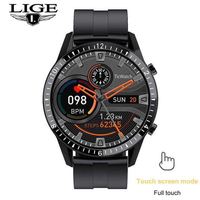 LIGE 2021 nuevo reloj inteligente para hombres con pantalla completamente táctil, reloj deportivo IP68 resistente al agua con Bluetooth para Android ios, reloj inteligente para hombres