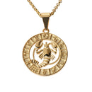 Jeroot Wholesales Stainless Steel 12 Horoscope Pendant Zodiac Sign Jewelry 12 Constellations Necklace