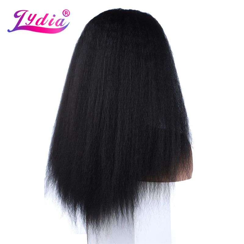 Lydia Afro Kinky Straight U Part Natürliche schwarze Haarperücke Hitzebeständige Synthetik 16-22 Zoll Tägliche Perücken für Frauen Damen