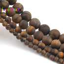 Natural Round Stone Bead 15inches Dull Polish Matte Yellow Tiger Eye Beads for Jewelry Making Diy Bracelet 4/6/8/10mm