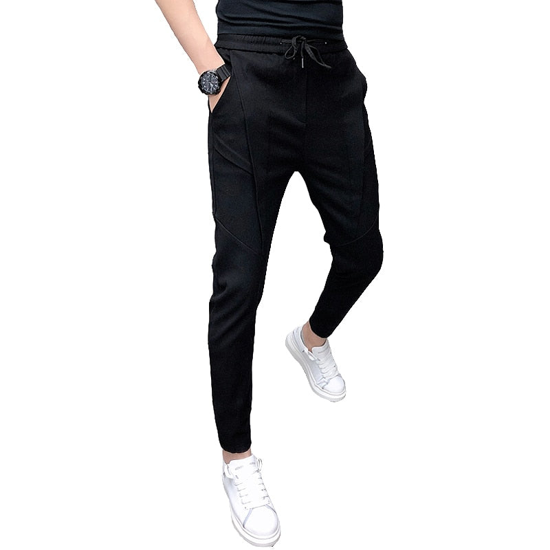 Mode Korean Solid Joggers Männer Hohe Qualität Frühling Herbst Hosen Männer Slim Fit Kordelzug Herren Casual Hosen Schwarz / Grau 36-28 Heiß