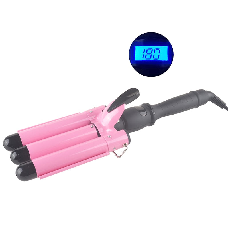 Ihongsen LCD Curling Iron Ceramic Modeling Tool Curling Iron Electric Hair Curler Roller Curling Wand Pink Egg Curls