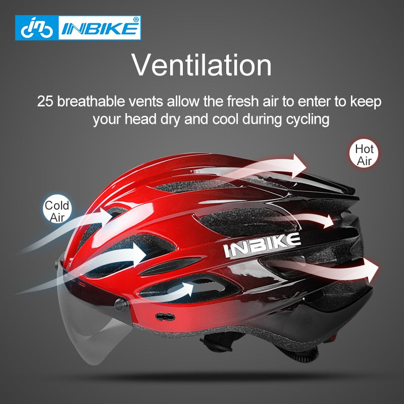 INBIKE Light Bicycle Helmet Safe Hat For Men Women Ultralight MTB Bike Helmet with Taillight Sport Riding Cycling Helmet IH19301