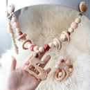 1 Juego de sonajeros para cochecito de bebé, cuna colgante de elefante de dibujos animados, Clip de madera para cochecito de bebé, campana colgante para cuna, juguetes para regalos de cumpleaños infantiles