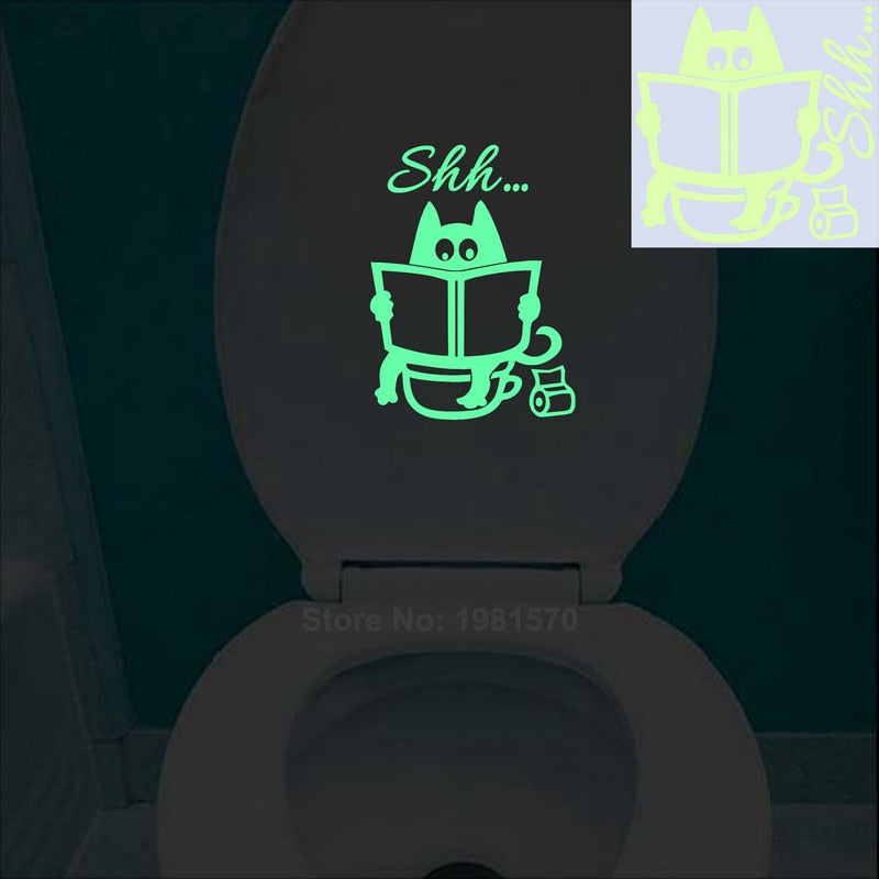 Glow in the Dark Cat Sticker Kids Room Luminous Stickers Home Decor Cartoon Wall Sticker Car Phone Bathroom Toilet Decoration