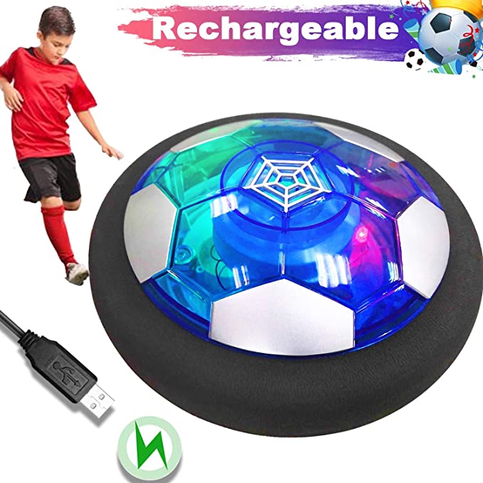 Floating LED Football Toys Air Power Soccer Disc Hovering Football Game Light Toy Flashing Ball Toys with Soccer goals