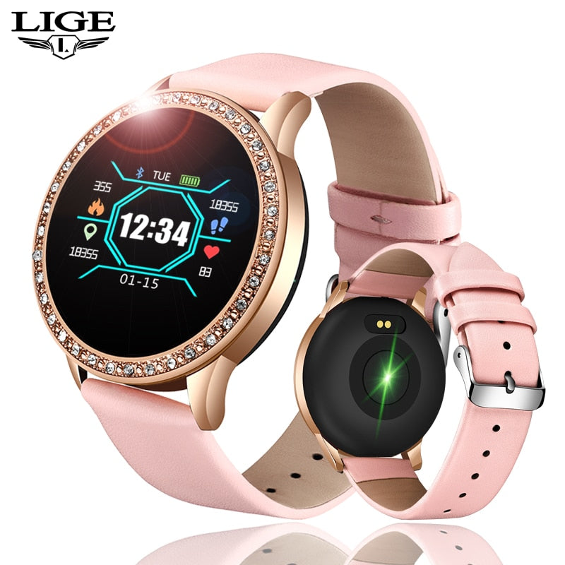 LIGE Fashion Woman Watch Sports Fitness Tracker for Android ios Heart Rate Sphygmomanometer Pedometer Waterproof Watch Women