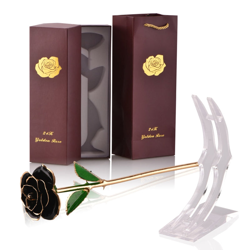 Geschenke für Frauen 24 Karat Gold getauchte Rose mit Ständer Ewige Blumen für immer Liebe in Box Freundin Hochzeit Weihnachtsgeschenke für Sie