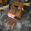 Vintage Crazy Horse Leather Men Backpack Unisex Cow Leather 14" Laptop Rucksack Women Thick Real Leather School Bag Casual Bag