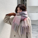 2020 Winter Cashmere Plaid Tassels Shawl Love Thick Braid Rainbow Plaid Color Matching Scarf women