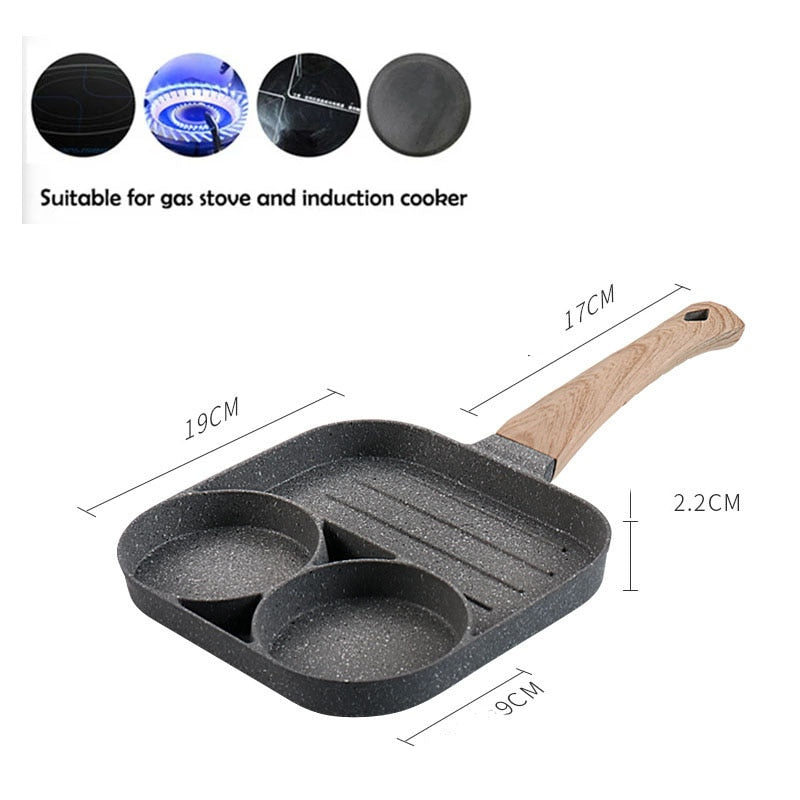 Four-hole Frying Pot Pan Thickened Omelet Pan Non-stick Egg Pancake Steak Pan Cooking Egg Ham Pans Breakfast Maker Cookware