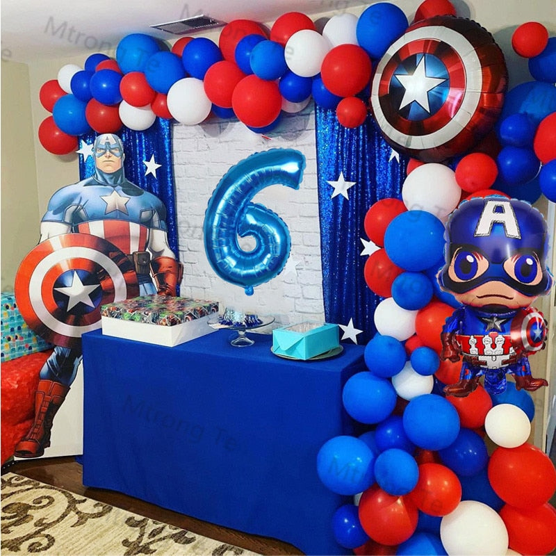 1Set Super Hero Balloon Captain America Birthday Party Decorations Baby Shower Decor Kids Party Cartoon Character Balloon Globos