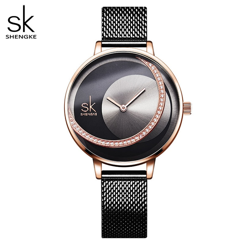 Shengke Crystal Women Watch Luxury Brand Ladies&