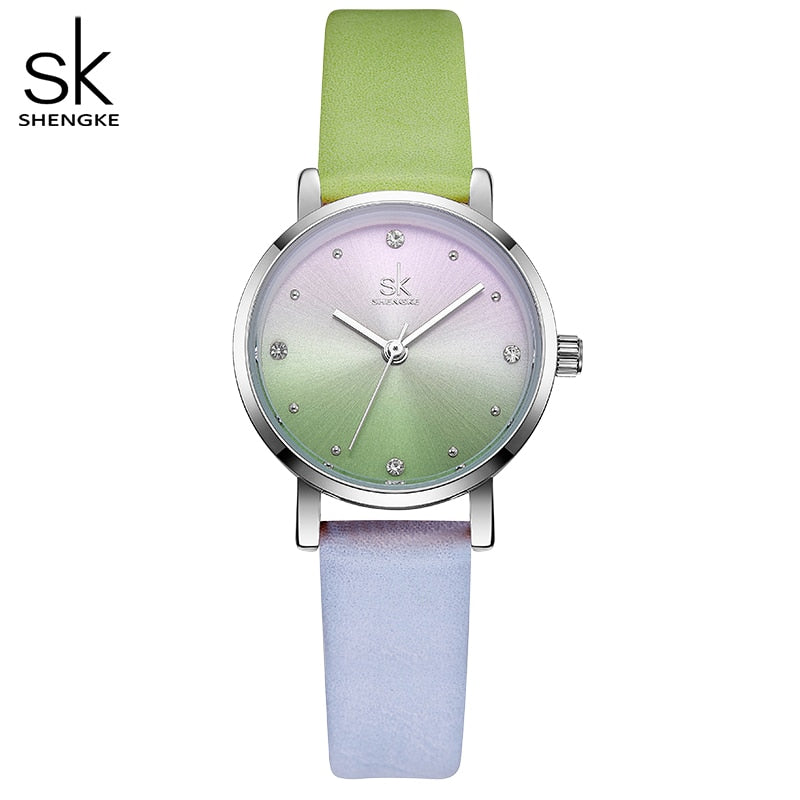 Shengke Creative Color Leder Uhren Damen Damen Quarzuhr Relogio Feminino SK Damen Armbanduhr Montre Femme