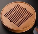 Bamboo Tea Tray Solid Bamboo Tea Board Kung Fu Tea Set with Drain Rack Tools Tea Serving Teapot Tray Set Teal Kitchen Accessorie