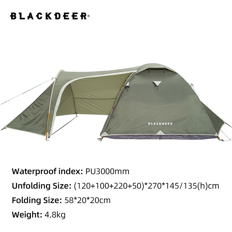 Blackdeer Archeos 2–3 Personen Rucksackreisen Zelt Outdoor Camping 4 Jahreszeiten Winterrock Zelt Doppelschicht wasserdicht Wandern Überleben