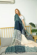 Mediterranes amerikanisches Chenille-Sofakissen, buntes böhmisches Chenille-Plaids-Sofa, große Cobertor-Decke mit Quaste