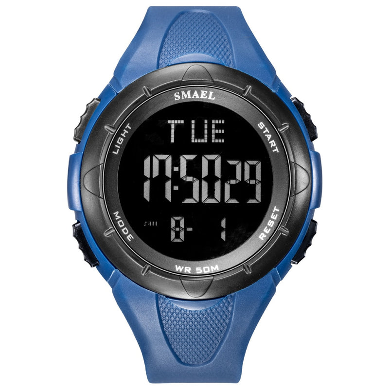 Reloj digital para hombre SMAEL 50M, relojes impermeables, reloj Led, alarma, pulsera negra, cronómetro, reloj deportivo 1016, relojes digitales para hombre