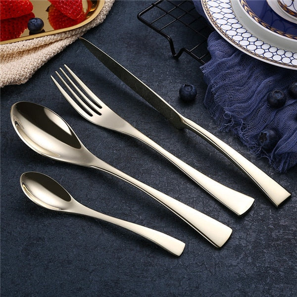 Gabeln Messer Löffel Schwarzes Besteckset Edelstahl Geschirr Geschirr Besteck Set Dinner Knife Fork Western Food Set