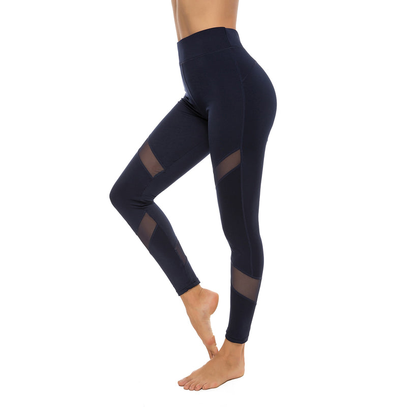 Pantalones de Yoga para correr con empalme para mujer, mallas sin costuras de malla de cintura alta, mallas de entrenamiento para gimnasio, ropa deportiva elástica, pantalones deportivos