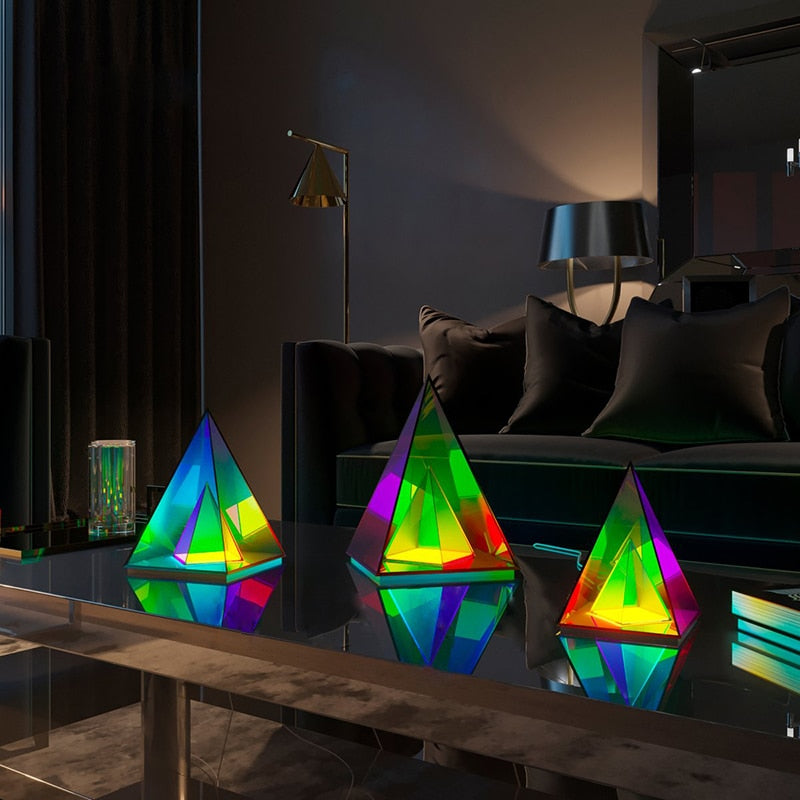Post-modern Design Acrylic USB LED Table Lamp 3D Bedroom Bedside LED Magic Cube Night Light Color Atmosphere Desk Lamps Lighting