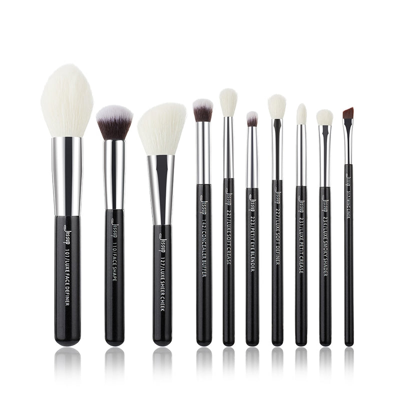 Jessup Makeup Brushes 10pcs Makeup Brush Natural-Synthetic Foundation Powder Concealer Definer Eyeshadow Eyeliner Eyebrow Brush