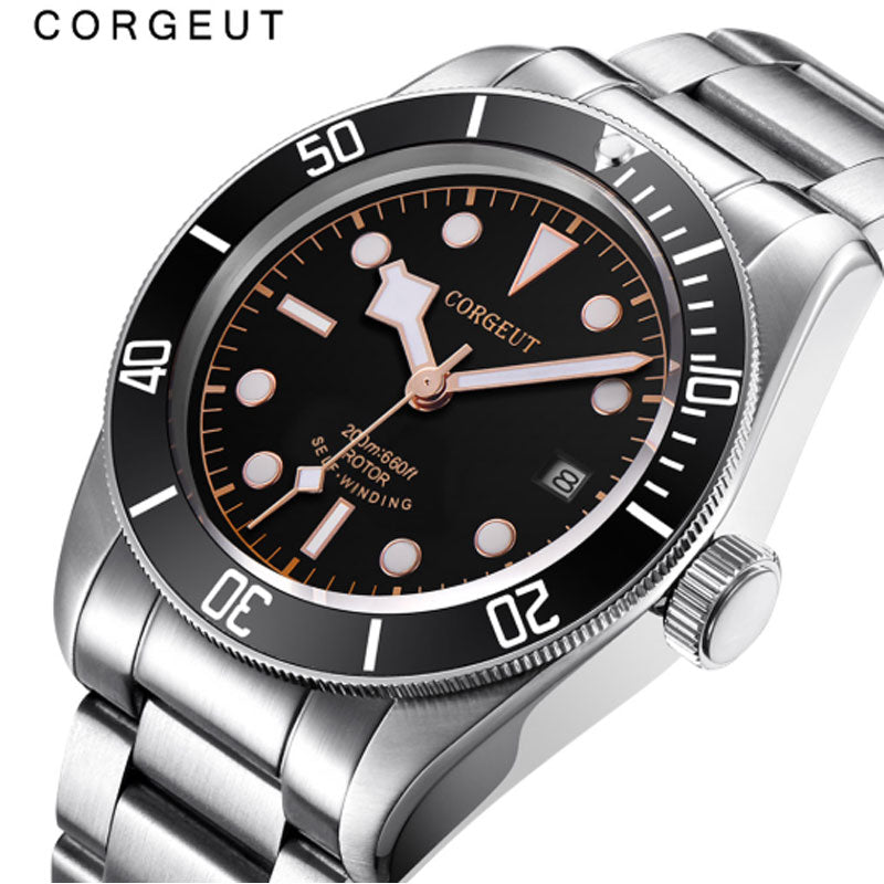 Corgeut Luxury Brand Black Dial Men NH35 Miyota Automatic Mechanical Watch Military Sport Swim Steel Mechanical Wrist Watches