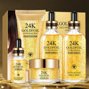 24K Gold Skin Care Set 5 PCS With Box Face Toner Essence Cream Nicotinamide Anti-Aging Serum Facial Cleanser Kit For Womens M