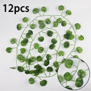 12pcs Artificial Plants Balcony Decorations Liana Led Leaf Garland Silk Rattan Leaf Vine Room Decor Home Living Exterior Terrace