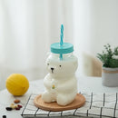 550ml Cute Cartoon Bear Sippy Cup Creative Heat Resistant Glass Water Bottle With Straw Juice Milk Kids Clear Drinking Bottles