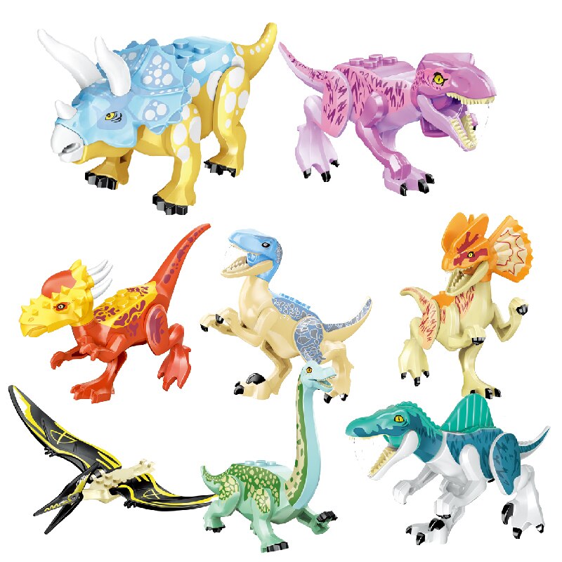 Nuevo dinosaurio Jurásico animales de la selva DIY bloques dinosaurios Mini modelos bloques de construcción ladrillos chico Dino juguetes para niños