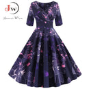 Vestido de otoño con estampado de flores para mujer, vestido informal de invierno de media manga, vestido Vintage elegante, vestido pinup para mujer, vestidos de fiesta de oficina