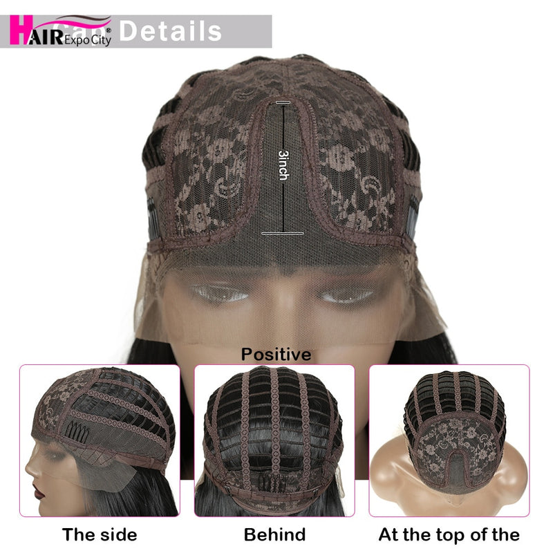 Peluca recta larga de 26 ", pelucas de encaje sintético para mujeres negras, resistente al calor, naturaleza, negro, parte media, cabello Expo City